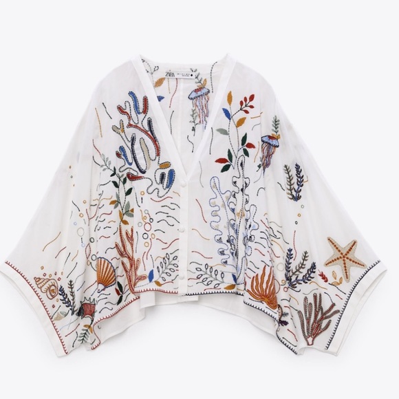 Zara small cotton embroidered blouse. - Picture 1 of 14